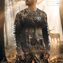 Load image into Gallery viewer, Personalized Forest Camo Deer Hunting Clothes Custom Name Whitetail Deer Design Hunting Hoodie NBT305