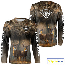 Load image into Gallery viewer, Personalized Forest Camo Deer Hunting Clothes Custom Name Whitetail Deer Design Hunting Hoodie NBT305