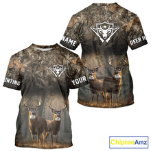 Load image into Gallery viewer, Personalized Forest Camo Deer Hunting Clothes Custom Name Whitetail Deer Design Hunting Hoodie NBT305