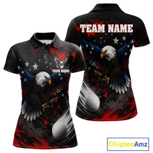 Load image into Gallery viewer, Red, White And Blue American Flag Eagle Womens Golf Polo Shirts Custom Patriotic Golf Team Shirts NBT809