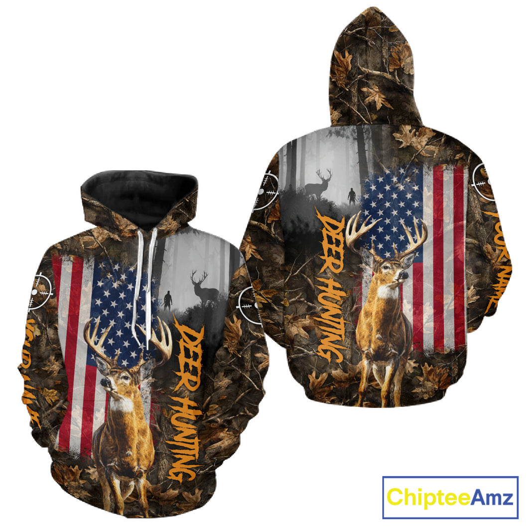 Orange Deer Hunting Camouflage Personalized Hunting Shirt, Hoodie Hunting Shirt For Men NBT308