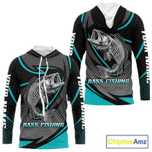 Load image into Gallery viewer, Personalized Bass Hooded Fishing Shirts Long Sleeve Fish Skeleton Custom Fishing Jersey NBT358