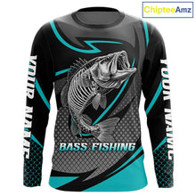Load image into Gallery viewer, Personalized Bass Fishing Shirts Long Sleeve Fish Skeleton Custom Fishing Jersey NBT358