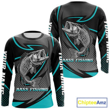 Load image into Gallery viewer, Personalized Bass Fishing Shirts Long Sleeve Fish Skeleton Custom Fishing Jersey NBT358