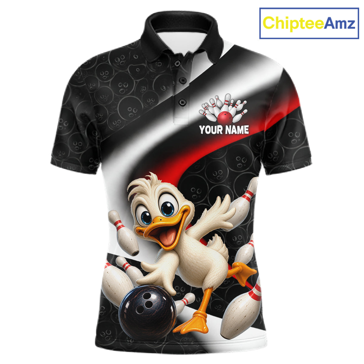 Funny Duck Bowling Team Shirt For Men Custom Bowling League Outfit Polo & 1/4 Quarter Zip NBT1042