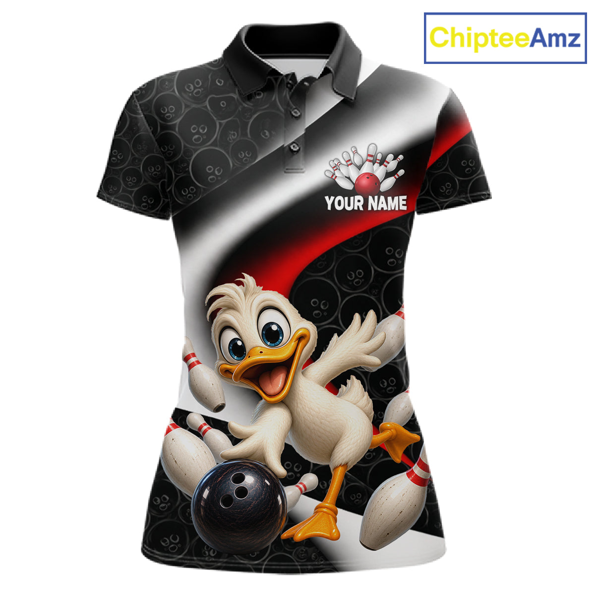 Funny Duck Bowling Team Shirt For Women Custom Bowling League Outfit Polo & 1/4 Quarter Zip NBT1042