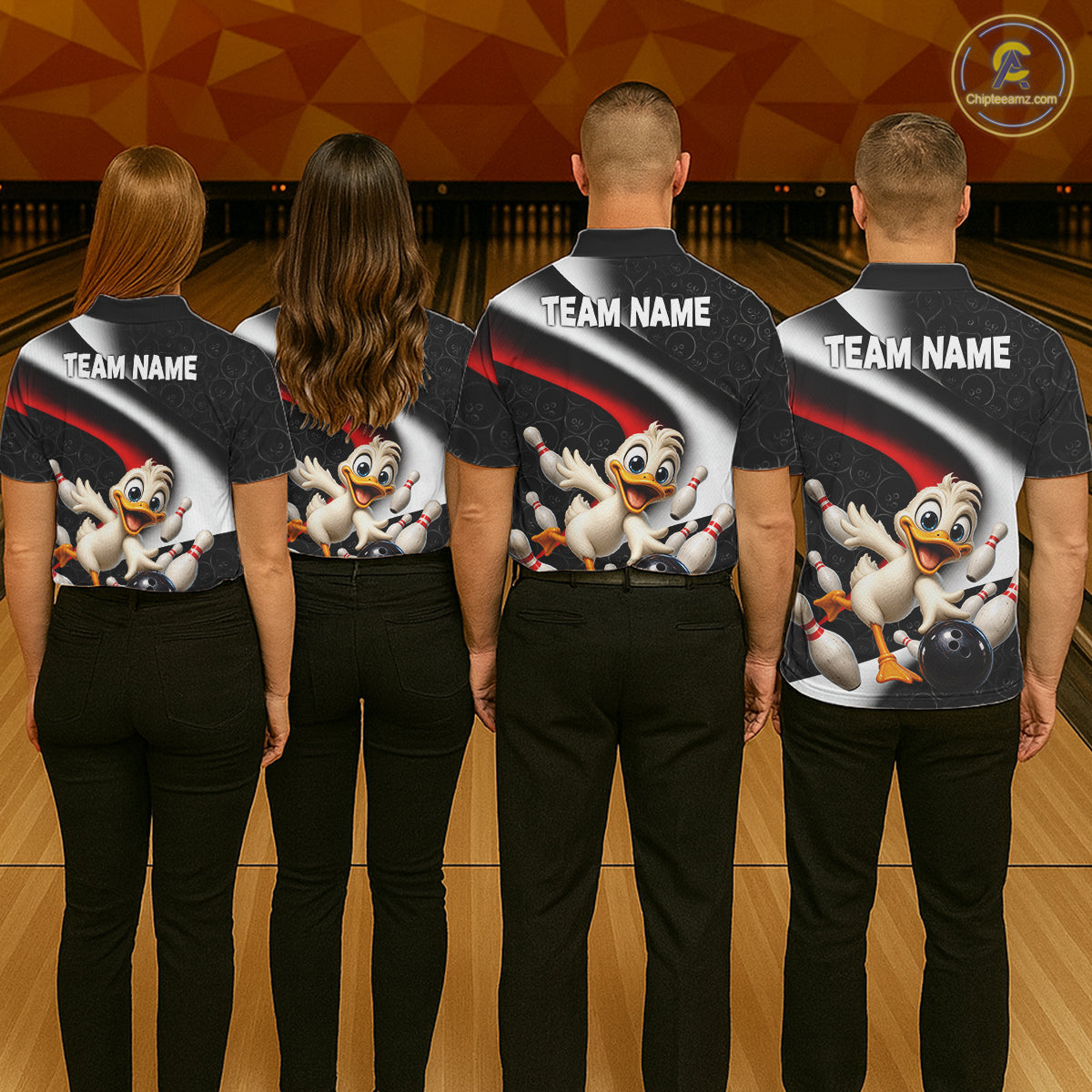 Funny Duck Bowling Team Shirt For Men Custom Bowling League Outfit Polo & 1/4 Quarter Zip NBT1042