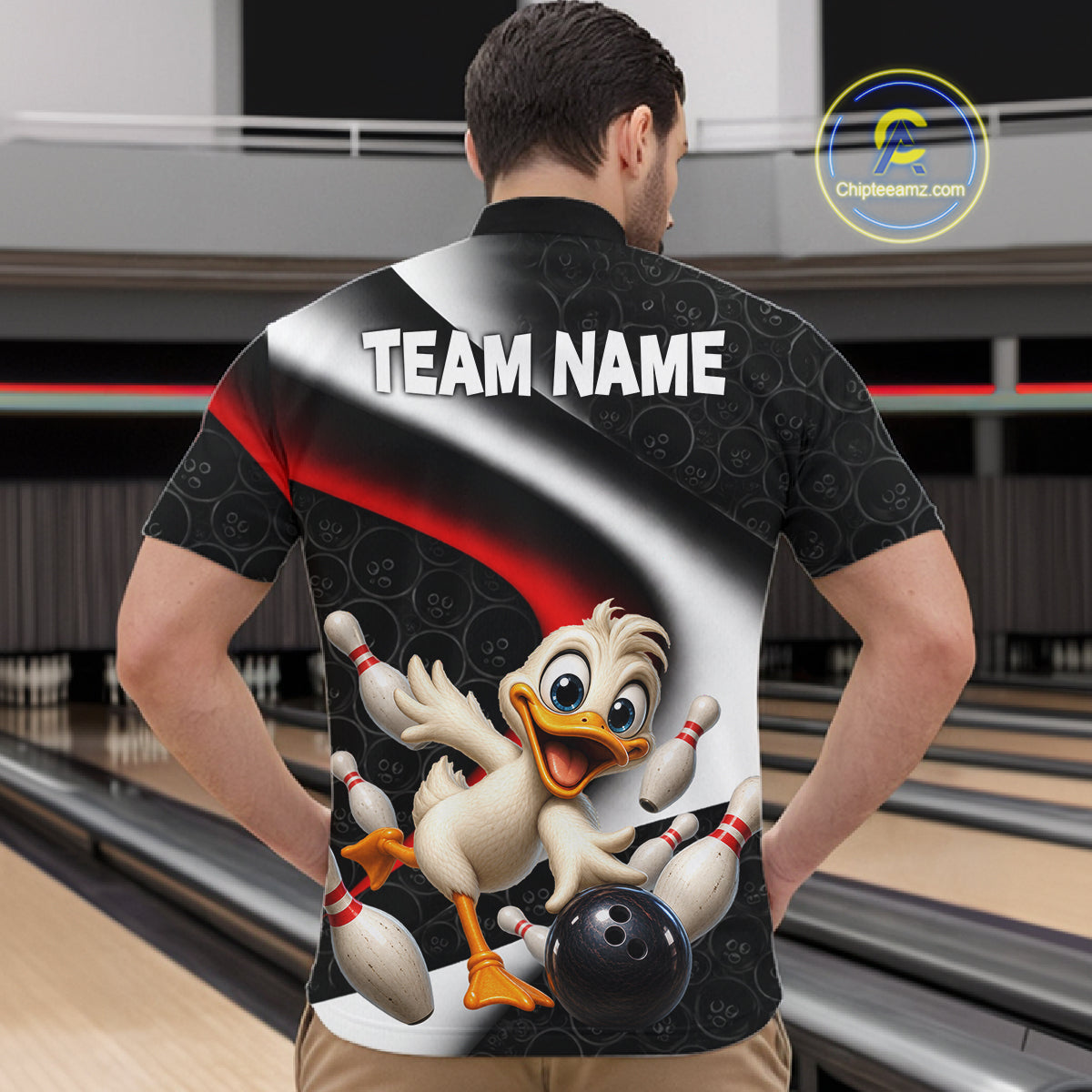 Funny Duck Bowling Team Shirt For Men Custom Bowling League Outfit Polo & 1/4 Quarter Zip NBT1042