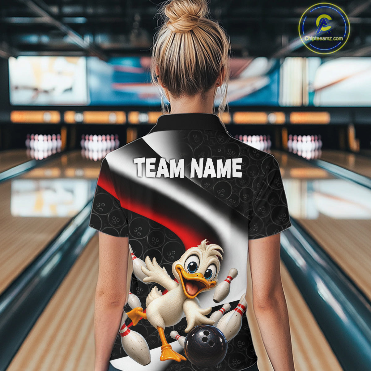 Funny Duck Bowling Team Shirt For Women Custom Bowling League Outfit Polo & 1/4 Quarter Zip NBT1042