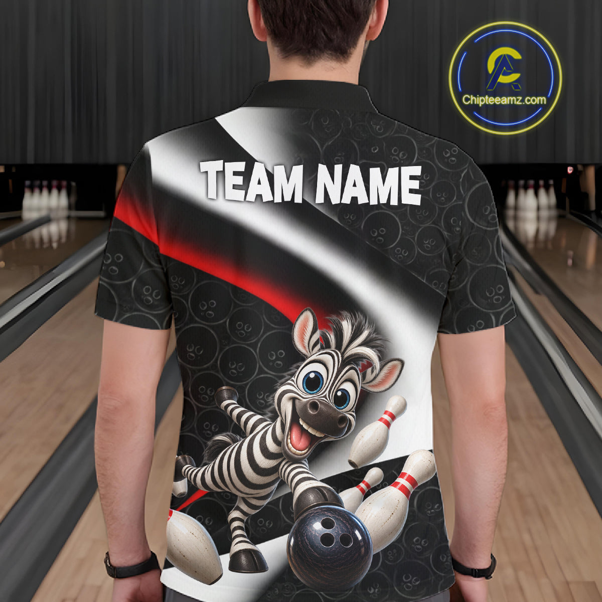 Funny Zebra Bowling Team Shirt For Men Custom Bowling League Outfit Polo & 1/4 Quarter Zip NBT1043