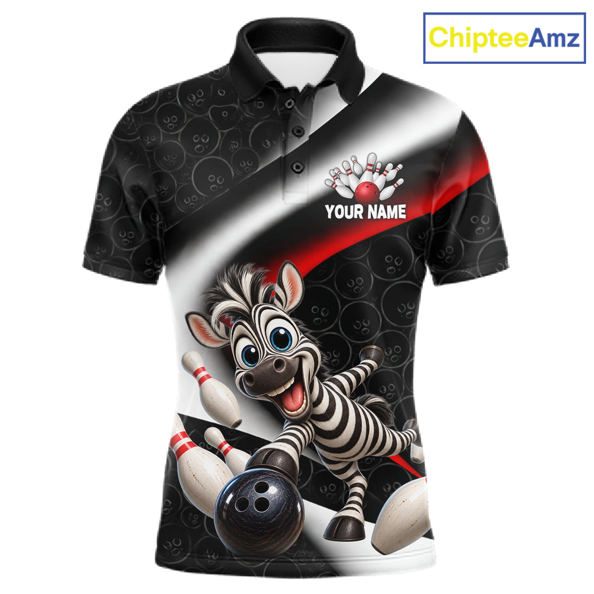 Funny Zebra Bowling Team Shirt For Men Custom Bowling League Outfit Polo & 1/4 Quarter Zip NBT1043