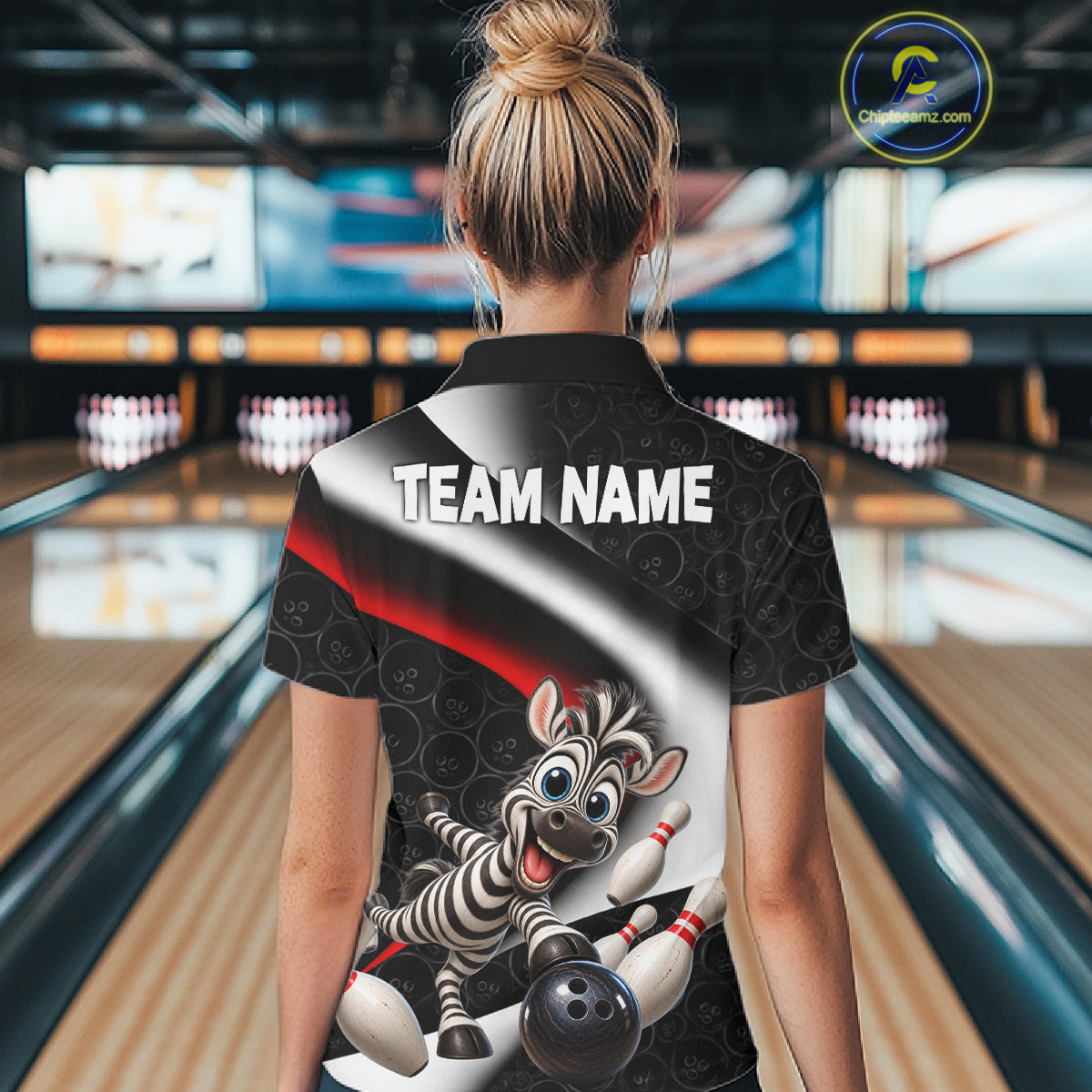 Funny Zebra Bowling Team Shirt For Women Custom Bowling League Outfit Polo & 1/4 Quarter Zip NBT1043