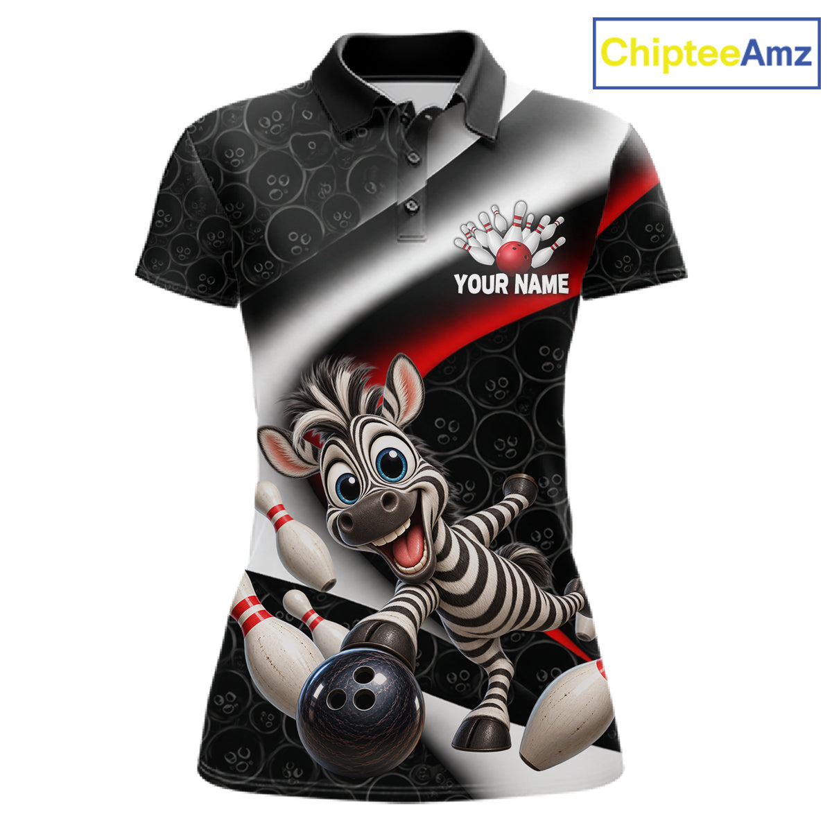 Funny Zebra Bowling Team Shirt For Women Custom Bowling League Outfit Polo & 1/4 Quarter Zip NBT1043