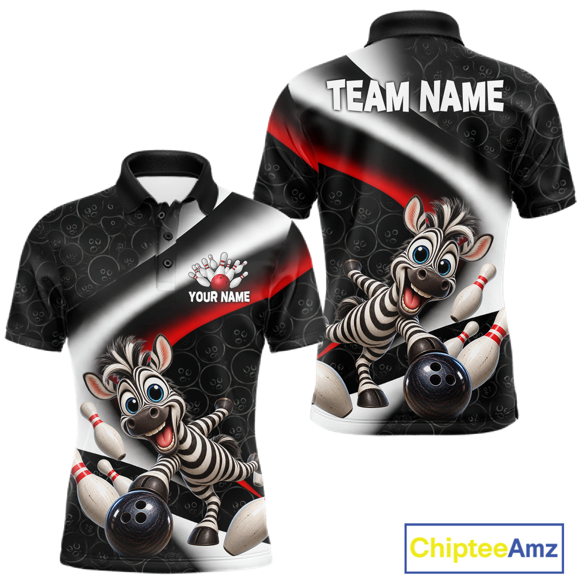 Funny Zebra Bowling Team Shirt For Men Custom Bowling League Outfit Polo & 1/4 Quarter Zip NBT1043