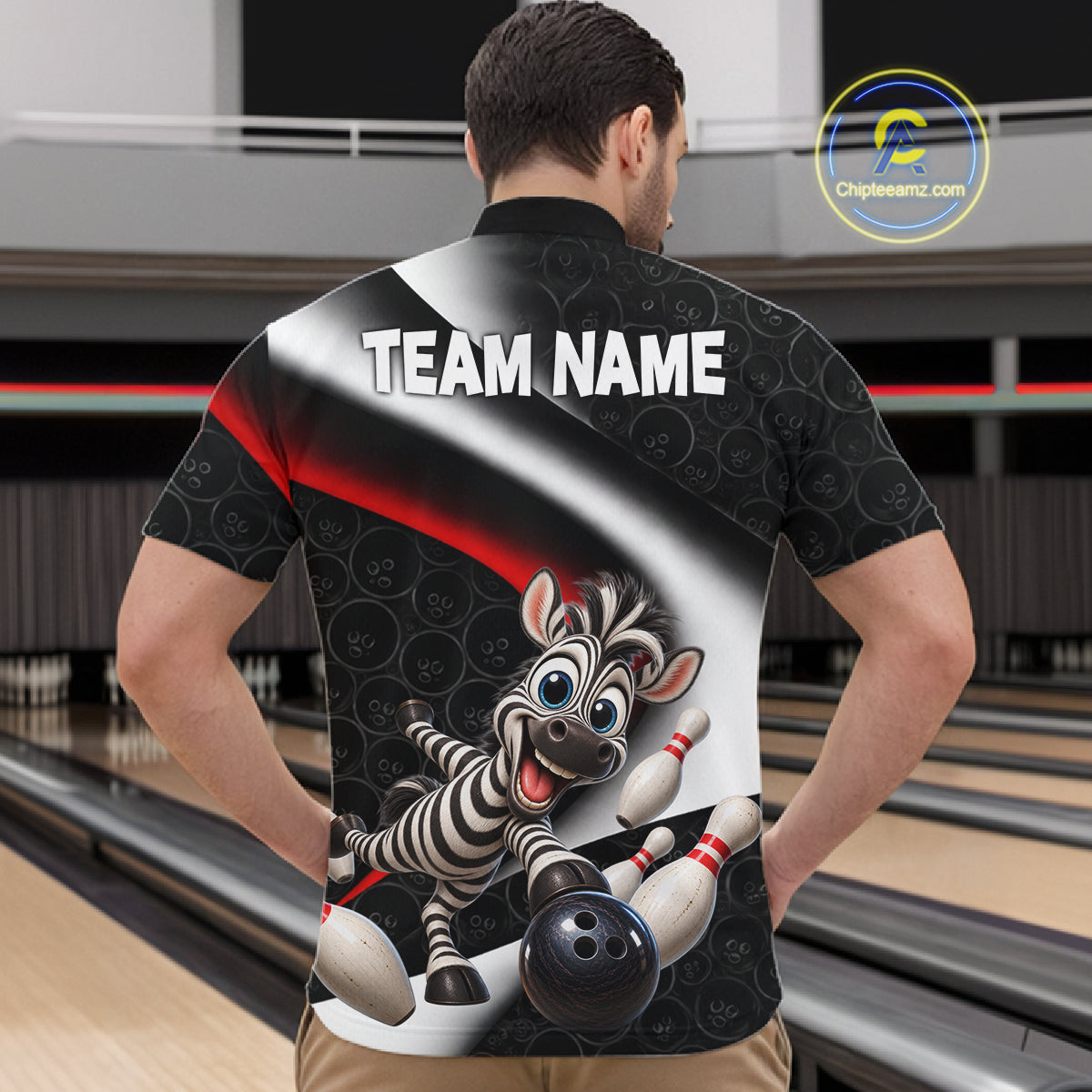 Funny Zebra Bowling Team Shirt For Men Custom Bowling League Outfit Polo & 1/4 Quarter Zip NBT1043