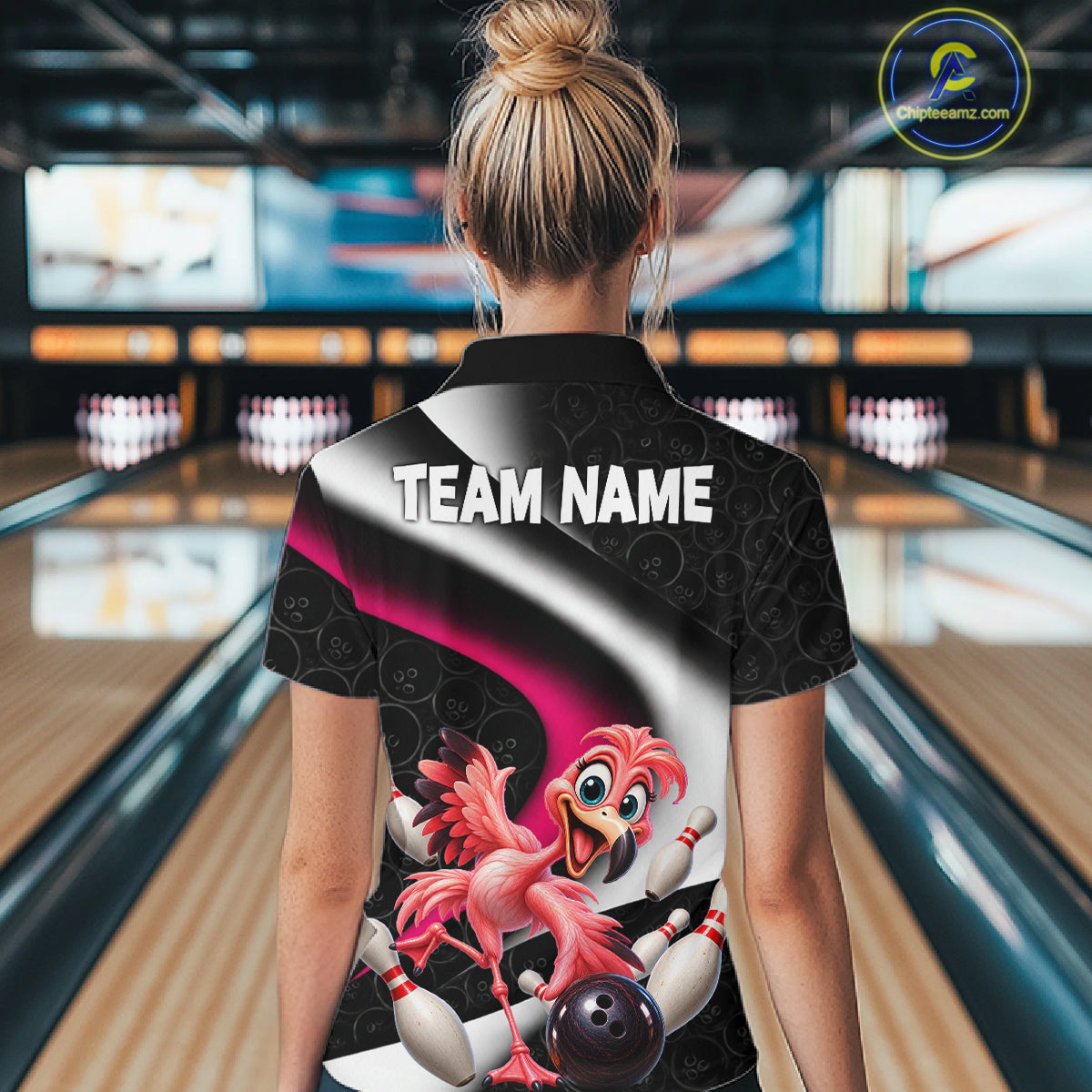 Funny Flamingo Bowling Team Shirt For Women Custom Bowling League Outfit Polo & 1/4 Quarter Zip NBT1044