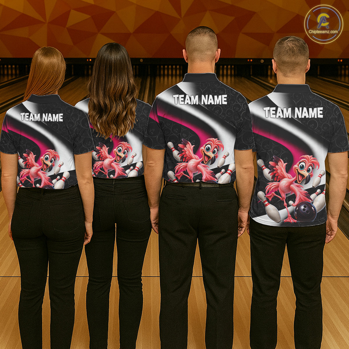 Funny Flamingo Bowling Team Shirt For Men Custom Bowling League Outfit Polo & 1/4 Quarter Zip NBT1044