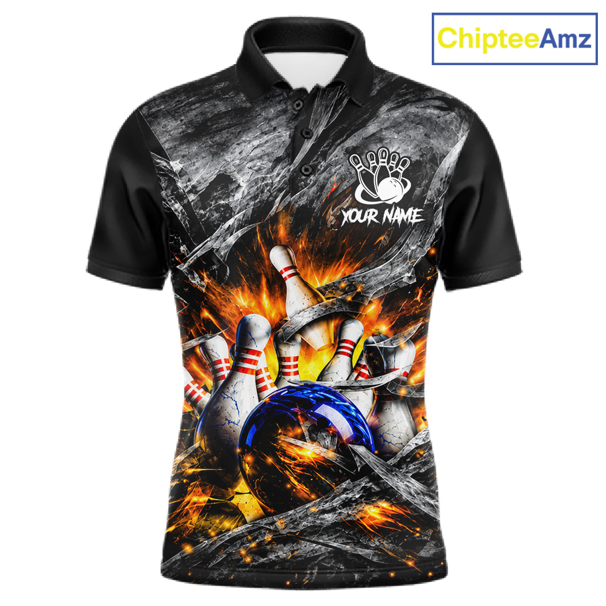 Custom Gray And Orange Flame Bowling Men Jerseys, Bowling League Shirt Bowlers Jerseys NBT1151