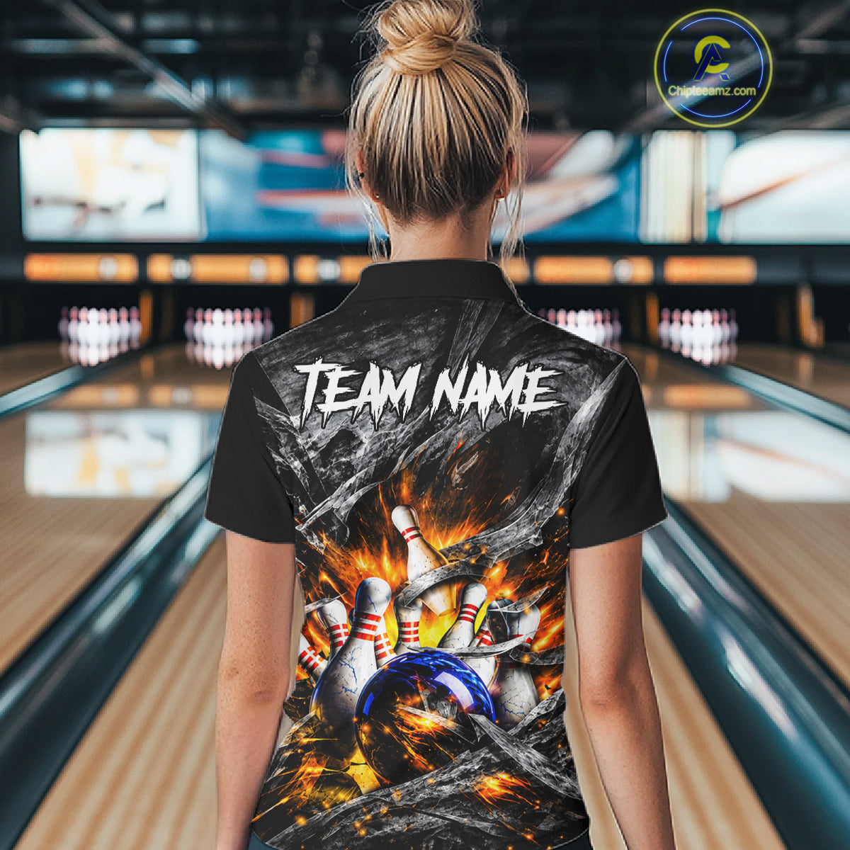 Custom Gray And Orange Flame Bowling Women Jerseys, Bowling League Shirt Bowlers Jerseys NBT1151