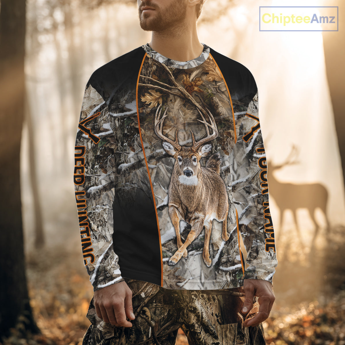 Deer Hunting Custom Name Hoodie Forest Camouflage Hunting Shirt for Men NBT310