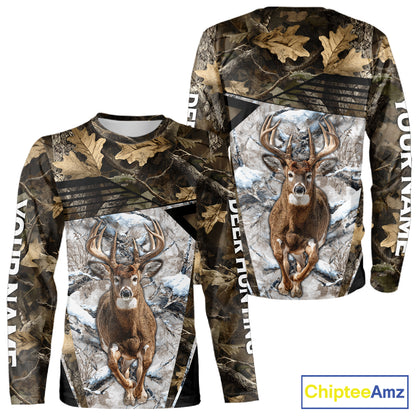 Personalized Whitetail Deer Hunting Camo 3D Print Custom Name Shirts, Hunting Camo Hoodie NBT313