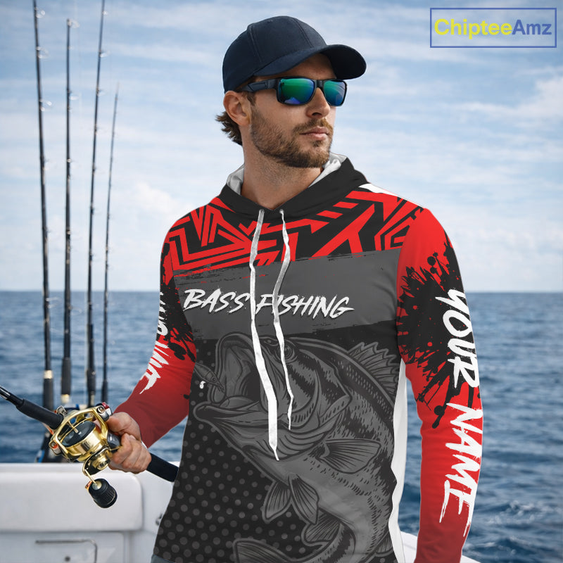 Bass Fishing Shirts Long Sleeve UPF Custom Name Fishing Shirt, Bass Fishing Clothing NBT361