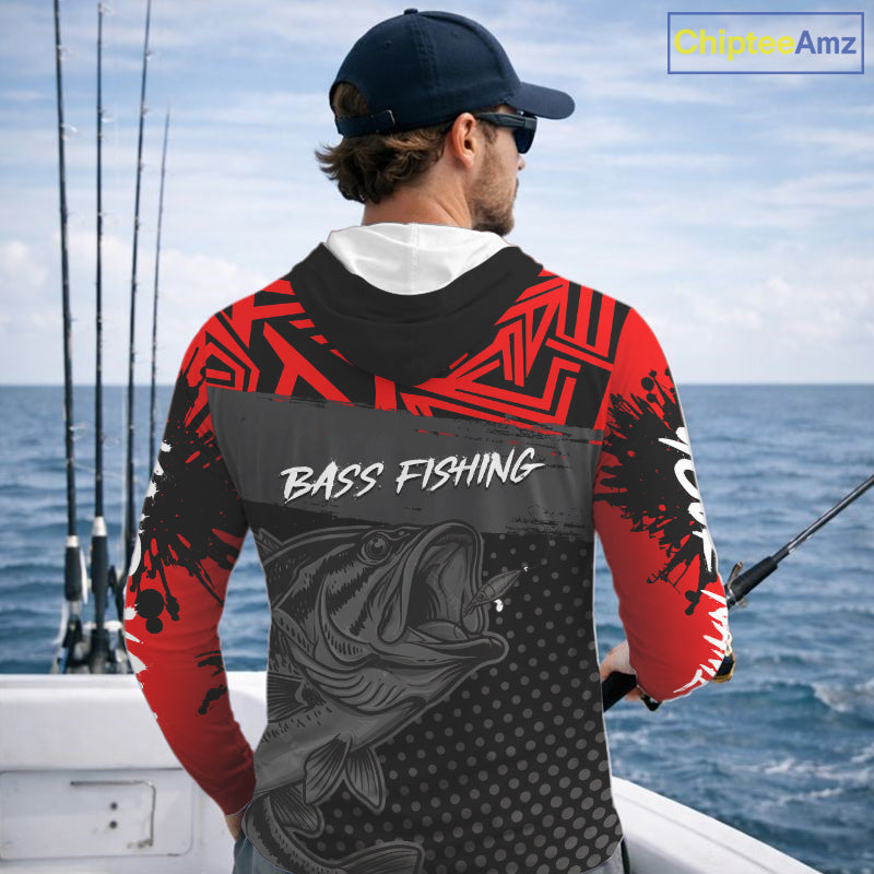 Bass Fishing Shirts Long Sleeve UPF Custom Name Fishing Shirt, Bass Fishing Clothing NBT361