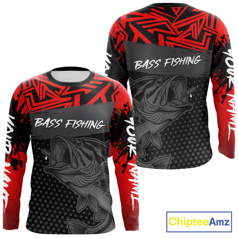 Bass Fishing Shirts Long Sleeve UPF Custom Name Fishing Shirt, Bass Fishing Clothing NBT361