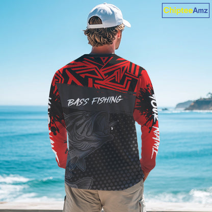 Bass Fishing Shirts Long Sleeve UPF Custom Name Fishing Shirt, Bass Fishing Clothing NBT361