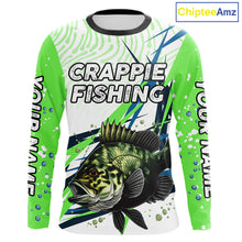 Load image into Gallery viewer, Custom Crappie Long Sleeve Fishing Shirts Green Custom Name, Tournament Fishing Shirts NBT364