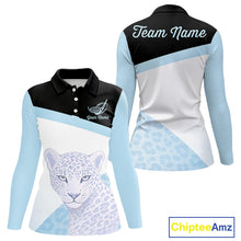 Load image into Gallery viewer, Leopard Womens Golf Polo Shirt Custom Blue Leopard Pattern Team Golf Tops, Golf Gifts NBT591