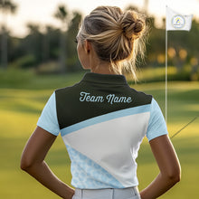 Load image into Gallery viewer, Leopard Womens Golf Polo Shirt Custom Blue Leopard Pattern Team Golf Tops, Golf Gifts NBT591