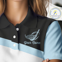 Load image into Gallery viewer, Leopard Womens Golf Polo Shirt Custom Blue Leopard Pattern Team Golf Tops, Golf Gifts NBT591