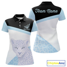 Load image into Gallery viewer, Leopard Womens Golf Polo Shirt Custom Blue Leopard Pattern Team Golf Tops, Golf Gifts NBT591