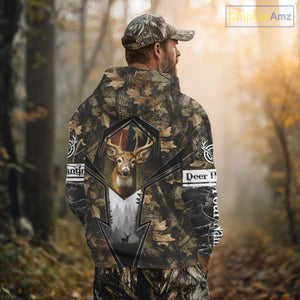 Deer Hunting Camouflage TX Flag Custom Name All Over Print Shirts, Personalized Hunting Clothes NBT110