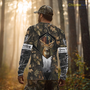 Deer Hunting Camouflage TX Flag Custom Name All Over Print Shirts, Personalized Hunting Clothes NBT110