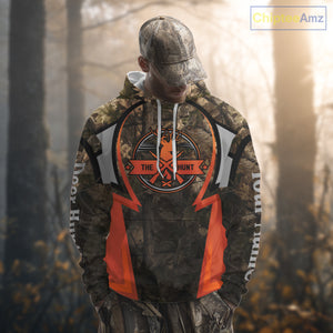Orange Deer Hunting Brown Camouflage 3D Custom Name Shirts, Best Camo Deer Hunting Gift NBT204
