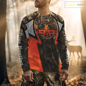 Orange Deer Hunting Brown Camouflage 3D Custom Name Shirts, Best Camo Deer Hunting Gift NBT204
