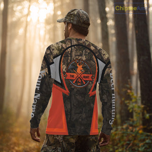 Orange Deer Hunting Brown Camouflage 3D Custom Name Shirts, Best Camo Deer Hunting Gift NBT204