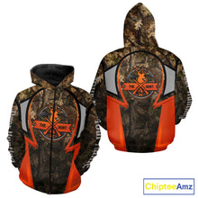 Load image into Gallery viewer, Orange Deer Hunting Brown Camouflage 3D Custom Name Shirts, Best Camo Deer Hunting Gift NBT204