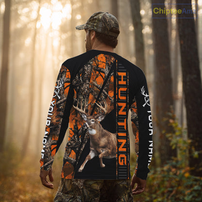 Personalized Whitetail Deer Hunting Orange Camo 3D All Over Printed Hoodie Hunting Shirt NBT316