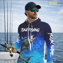 Load image into Gallery viewer, Personalized Blackfin Tuna Hooded Fishing Shirts Saltwater Deep Sea Fish NBT367