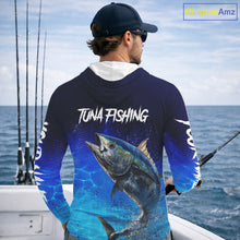 Load image into Gallery viewer, Personalized Blackfin Tuna Hooded Fishing Shirts Saltwater Deep Sea Fish NBT367