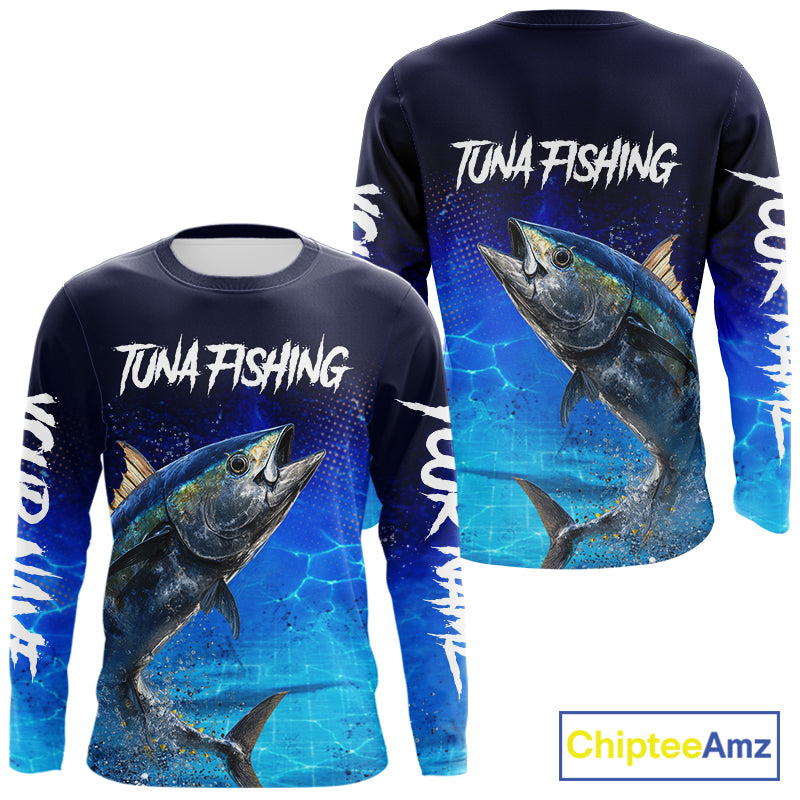 Personalized Blackfin Tuna Long Sleeve Fishing Shirts Saltwater Deep Sea Fish NBT367