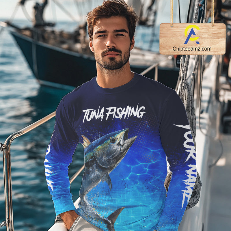 Personalized Blackfin Tuna Long Sleeve Fishing Shirts Saltwater Deep Sea Fish NBT367