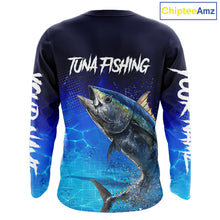 Load image into Gallery viewer, Personalized Blackfin Tuna Long Sleeve Fishing Shirts Saltwater Deep Sea Fish NBT367