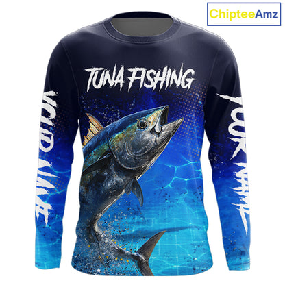 Personalized Blackfin Tuna Long Sleeve Fishing Shirts Saltwater Deep Sea Fish NBT367