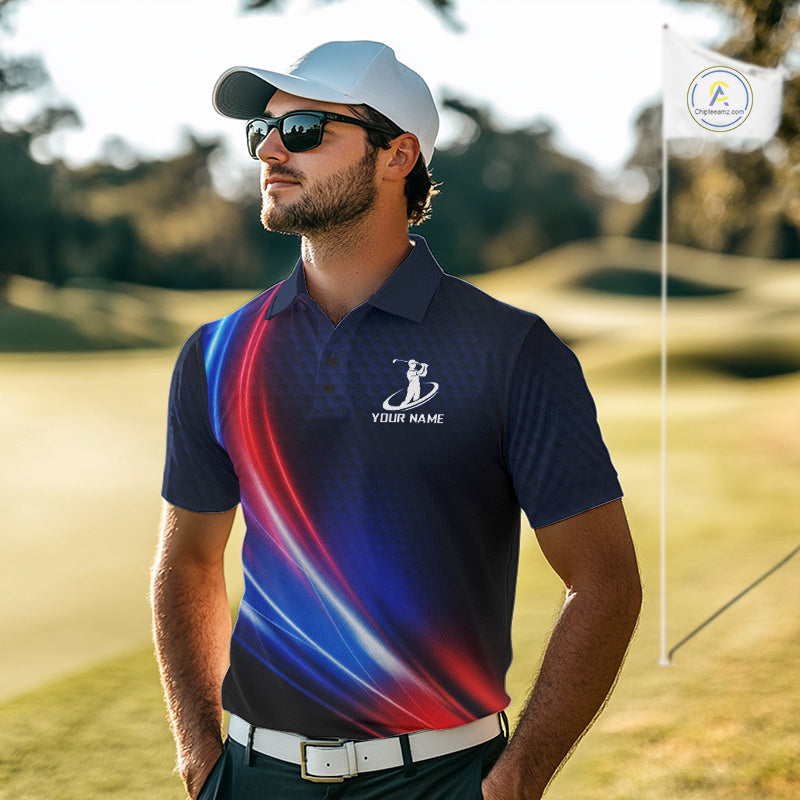 Custom Red Blue Mens Golf Polo Shirts Personalized Golf Gifts, Team Golf Shirts NBT976