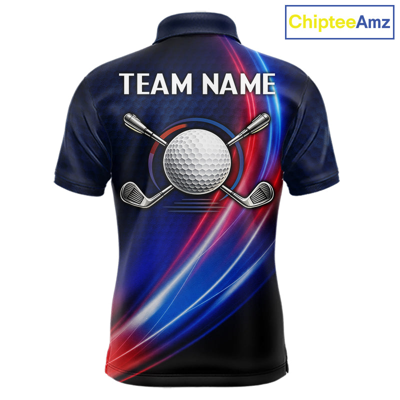Custom Red Blue Mens Golf Polo Shirts Personalized Golf Gifts, Team Golf Shirts NBT976
