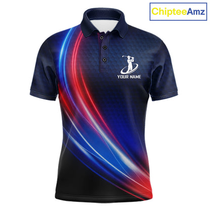 Custom Red Blue Mens Golf Polo Shirts Personalized Golf Gifts, Team Golf Shirts NBT976